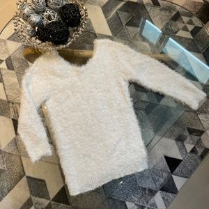 Fuzzy V- Neck Sweater